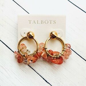 NEW NWT Talbots Gold Coral Pink Beaded Summer Coastal Earrings $29.50 Retail